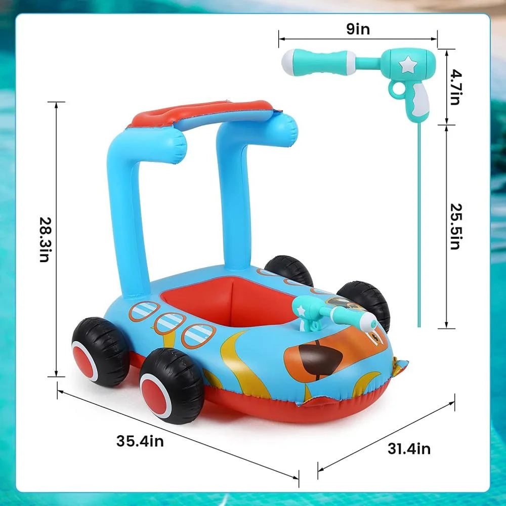 Toddlers Inflatable Pool Float Toys with Water Spray Gun Pirate Boat N34076