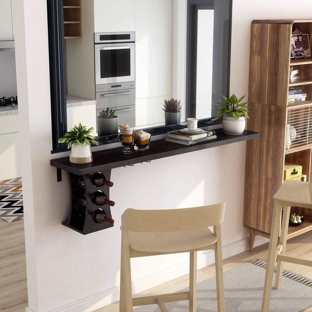 Distressed Grey Floating Wine Rack X1590