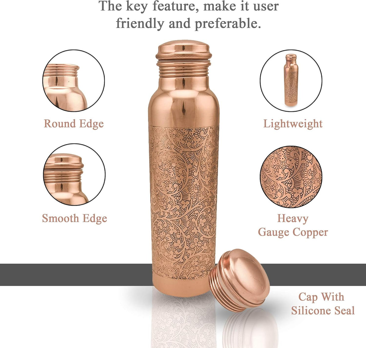 34oz Leak Proof Copper Water Bottle T3763