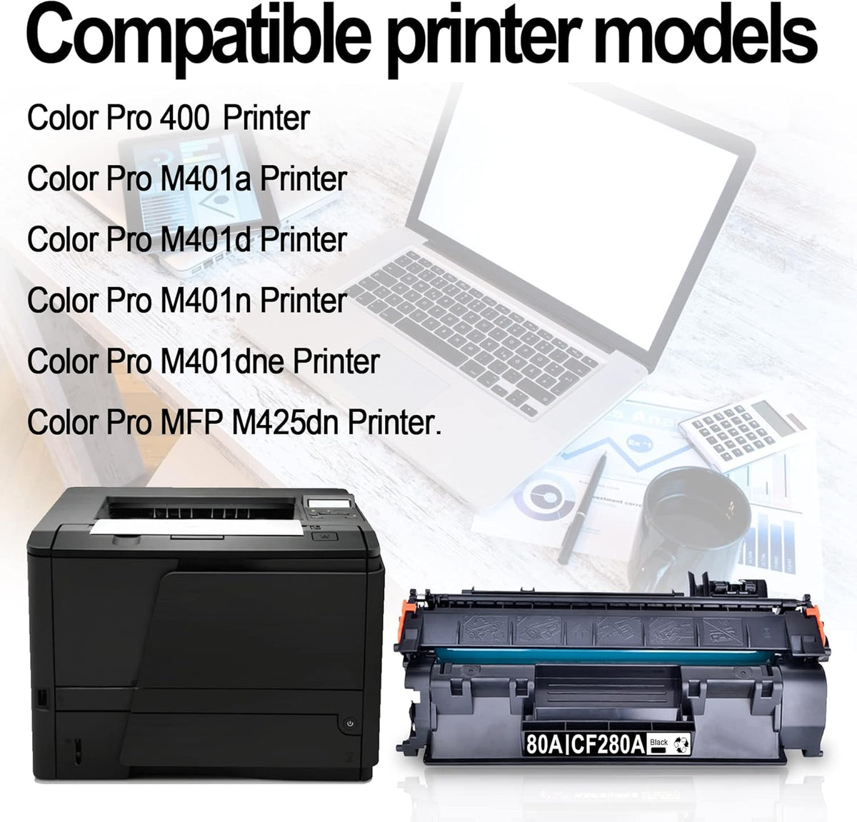 (2 Pack, Black) Compatible Toner Cartridge 80A Replacement for HP Printers V5216