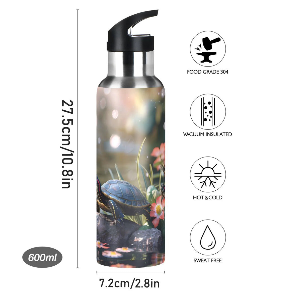 Insulated Stainless Steel Water Bottle with Straw Lid 20 oz J966