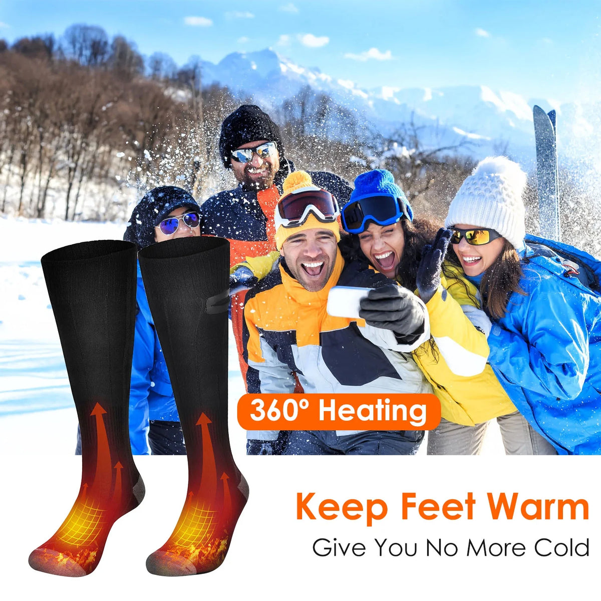 Rechargeable Heated Socks with 4 Heat Settings Y996