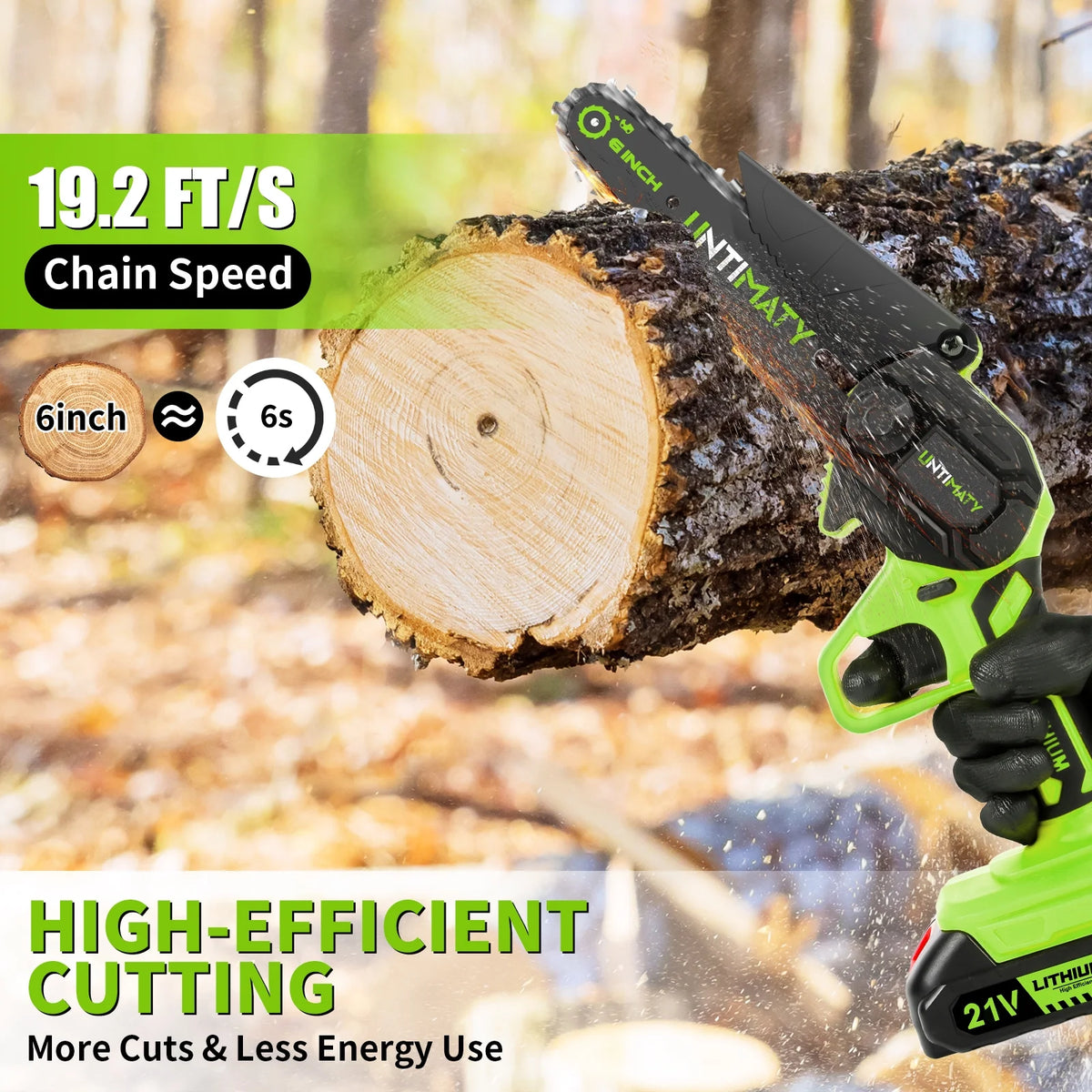 6-inch Cordless Mini Chainsaw with 2 Batteries 2 Chains T420