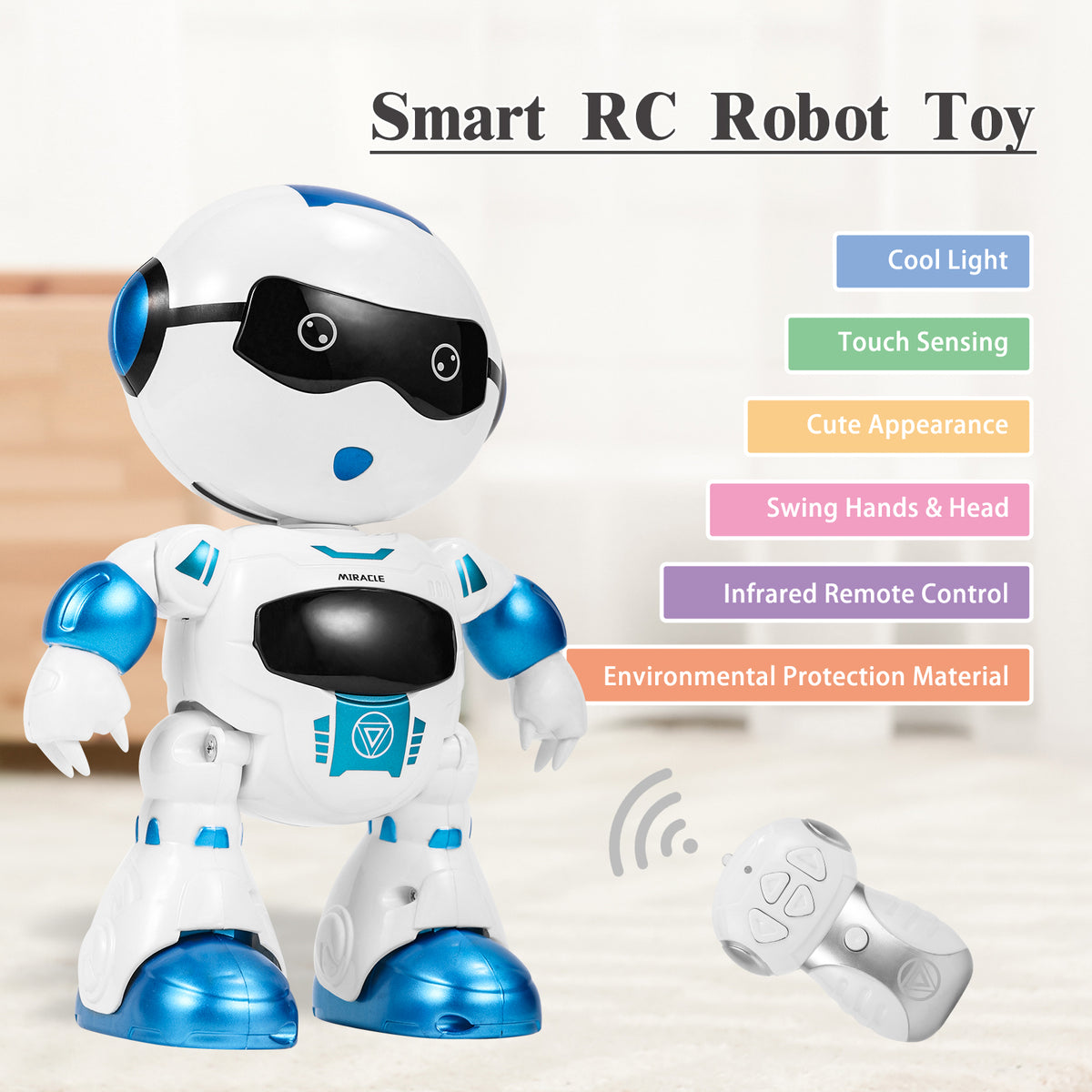 Blue Smart Robot Toys with Sound LED Eyes J9678