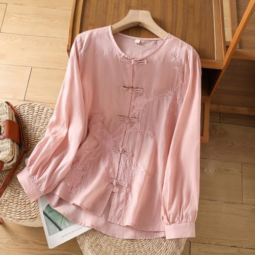 Women's Linen Long Sleeve Solid Color Blouse R73869