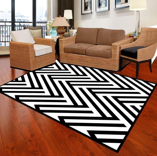 Black White Geometric Carpet Z492314