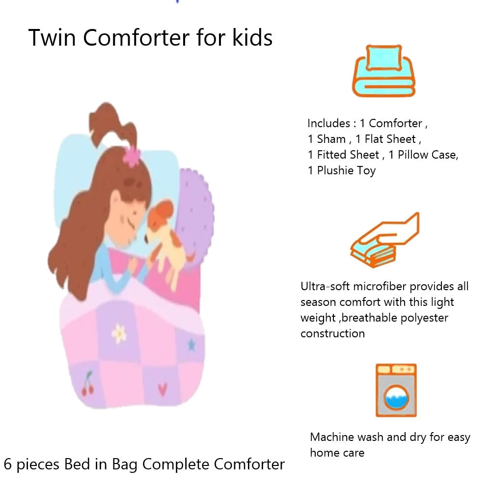 6 Piece Twin Pink Comforter and Sheet Set C610390