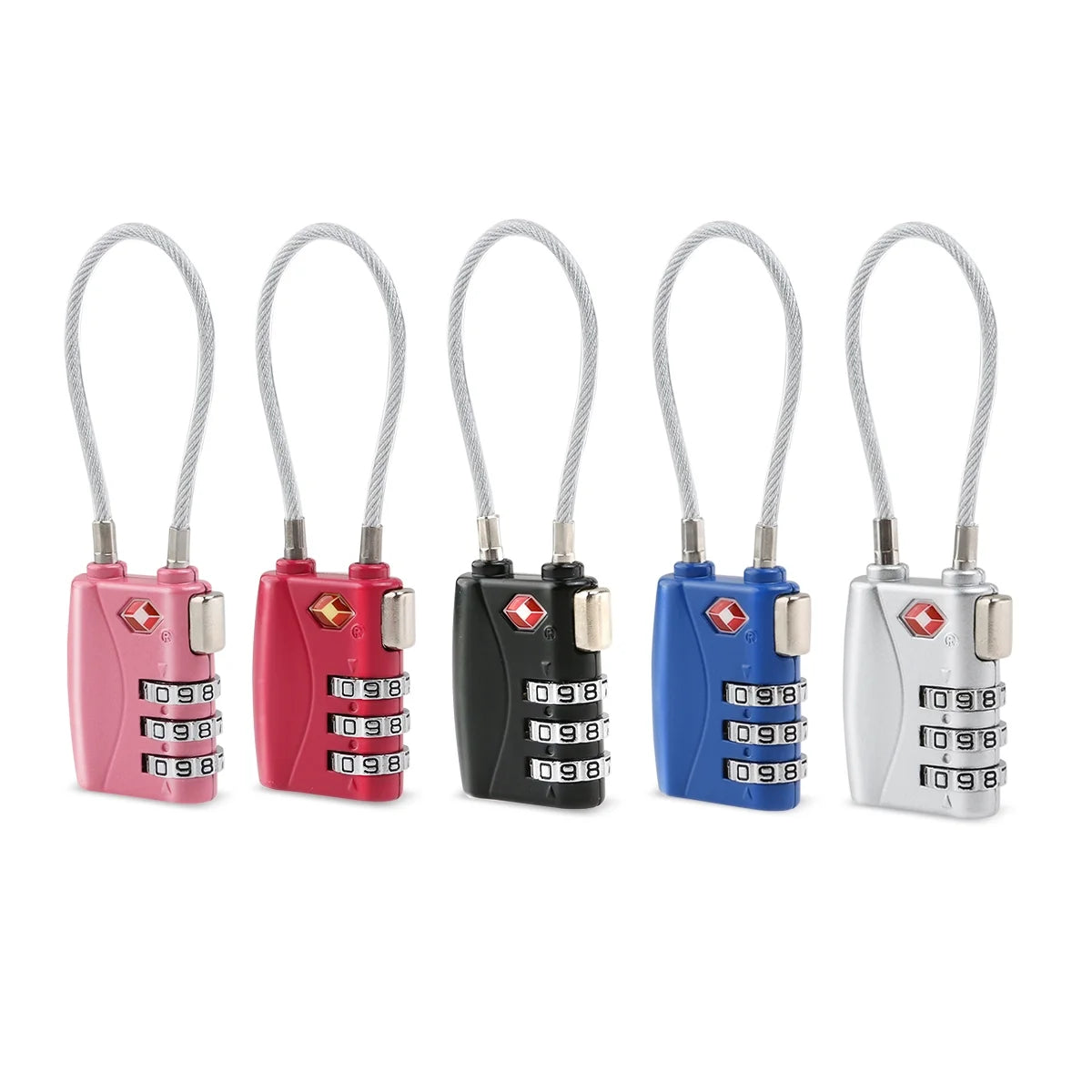 4pcs TSA Approved Cable Luggage Lock Padlock (Black) W884