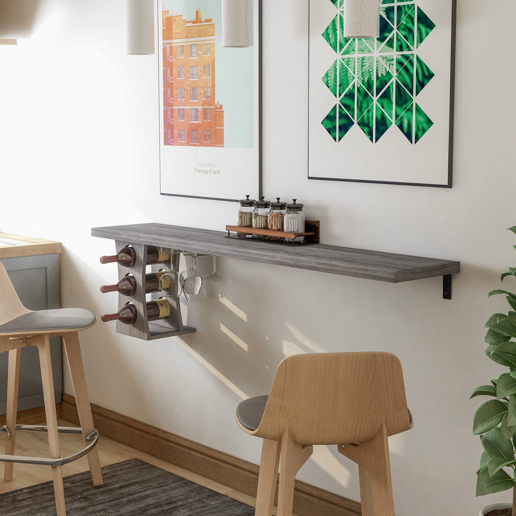 Distressed Grey Floating Wine Rack X1590