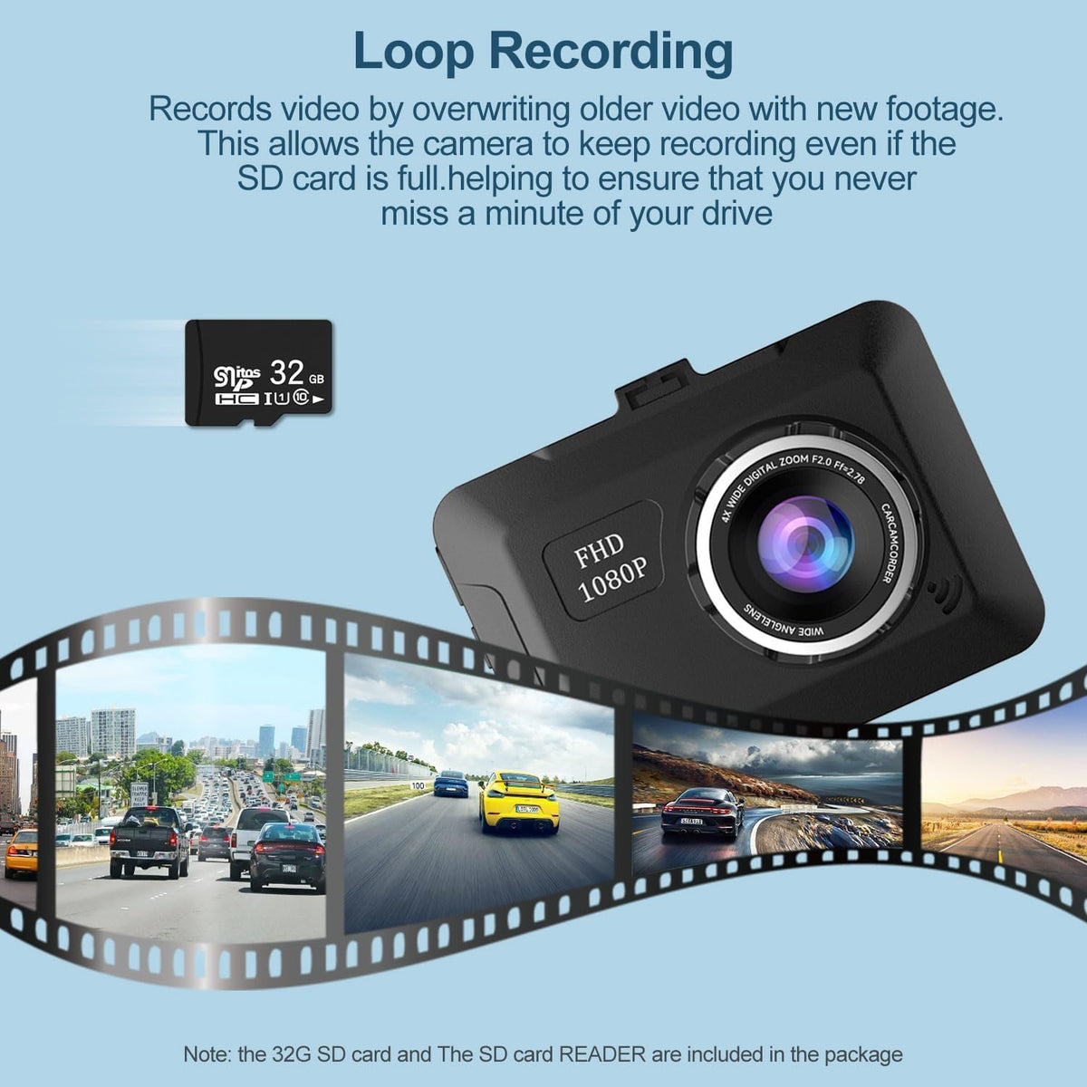 1080P Full HD Dash Camera with 170° Wide Angle T32382