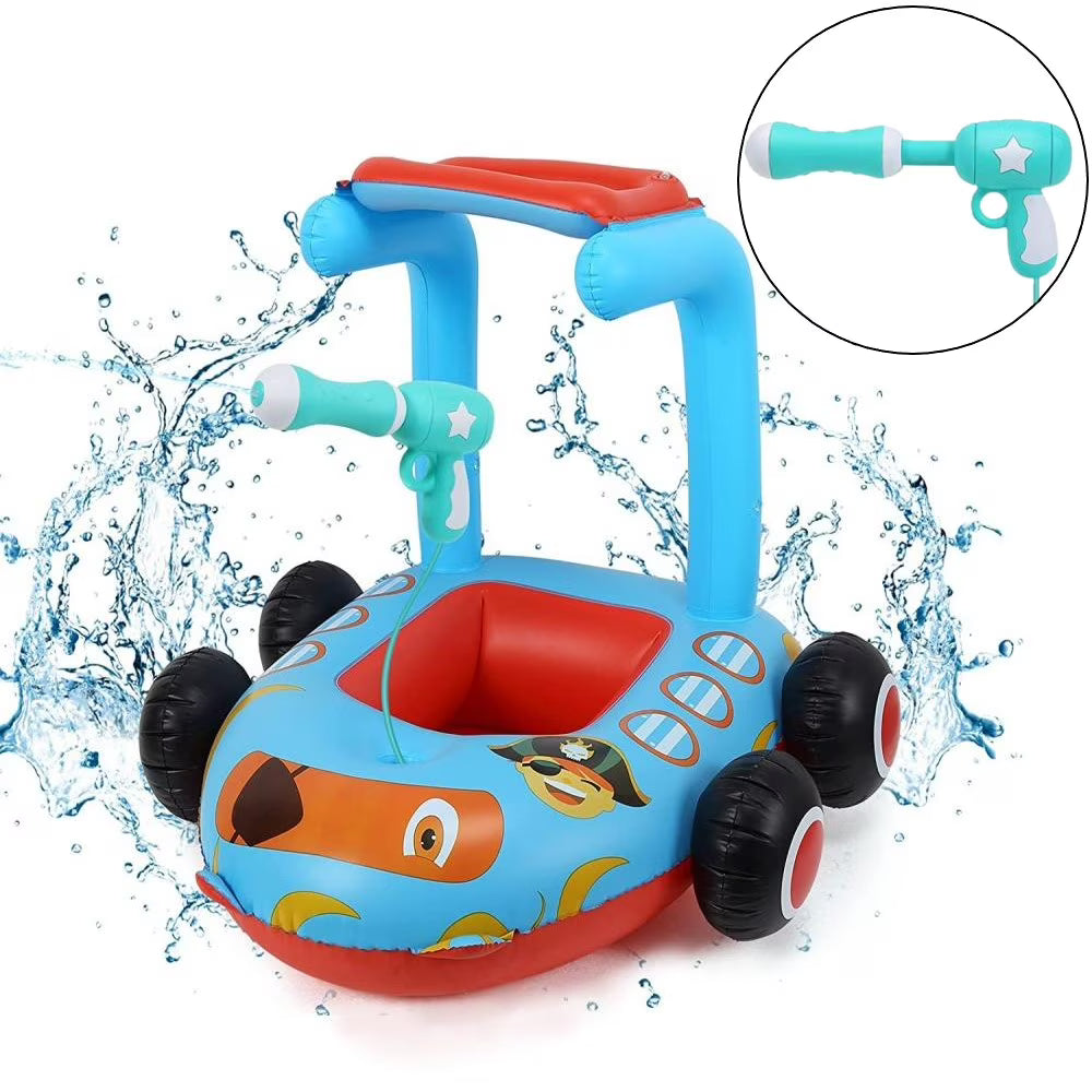 Toddlers Inflatable Pool Float Toys with Water Spray Gun Pirate Boat N34076
