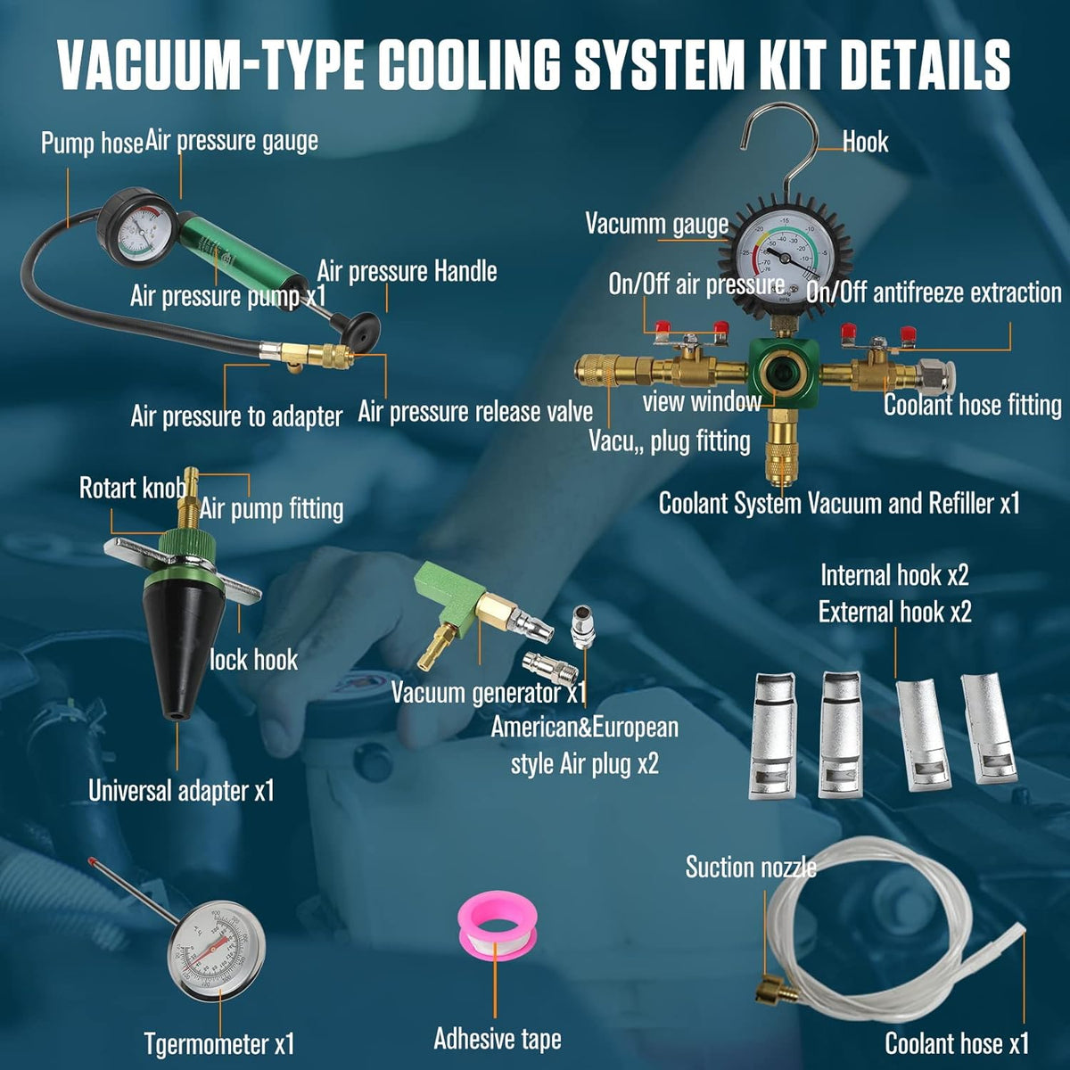 12 PCS Coolant System Refill Kit with Universal Adapter K194677
