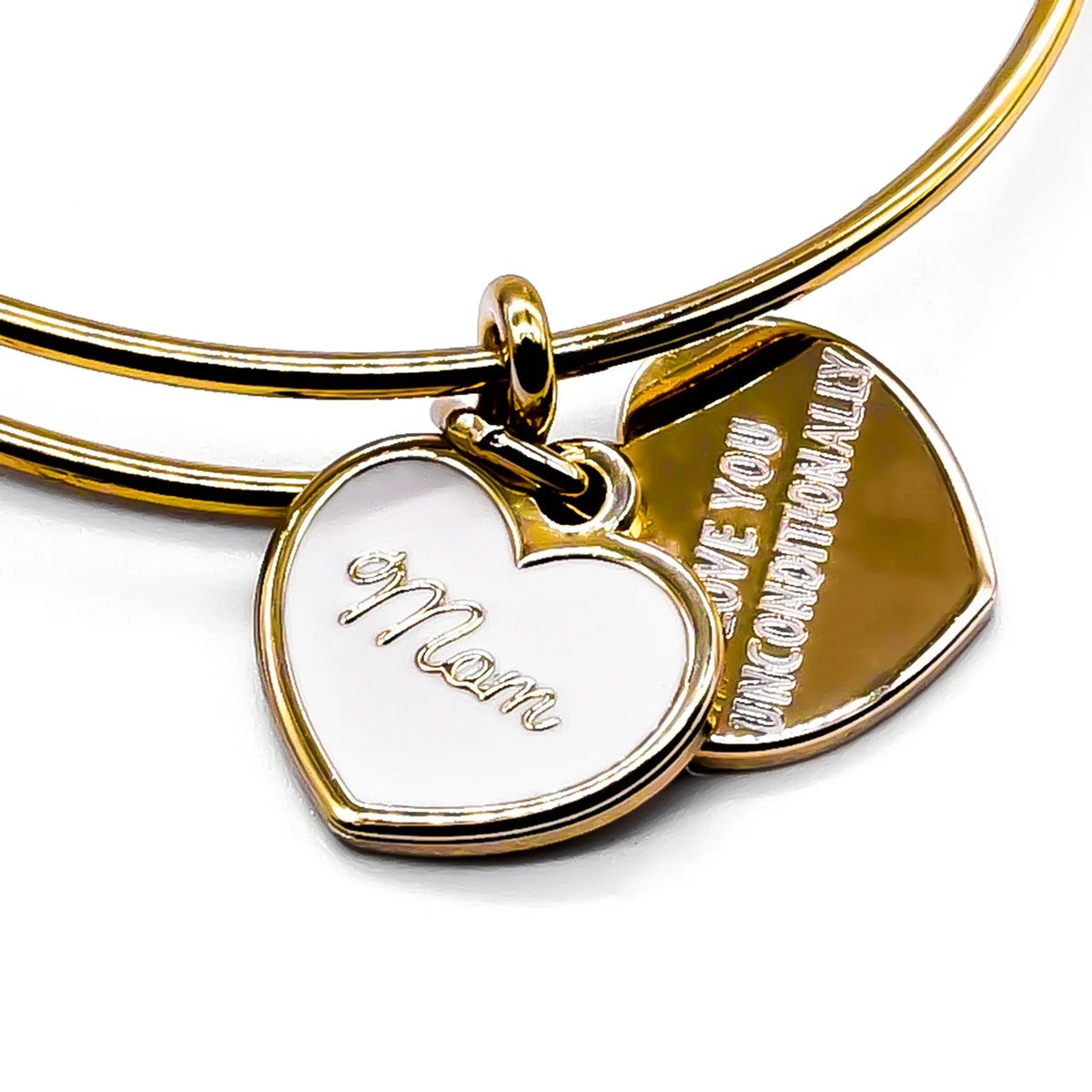 Gold-tone White Pendant Charm Bangle Bracelet J150407