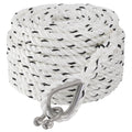 1/2 inch x 200 ft 3-Strand White Nylon Anchor Rope Line with Stainless Steel Thimble and Schakle G10225