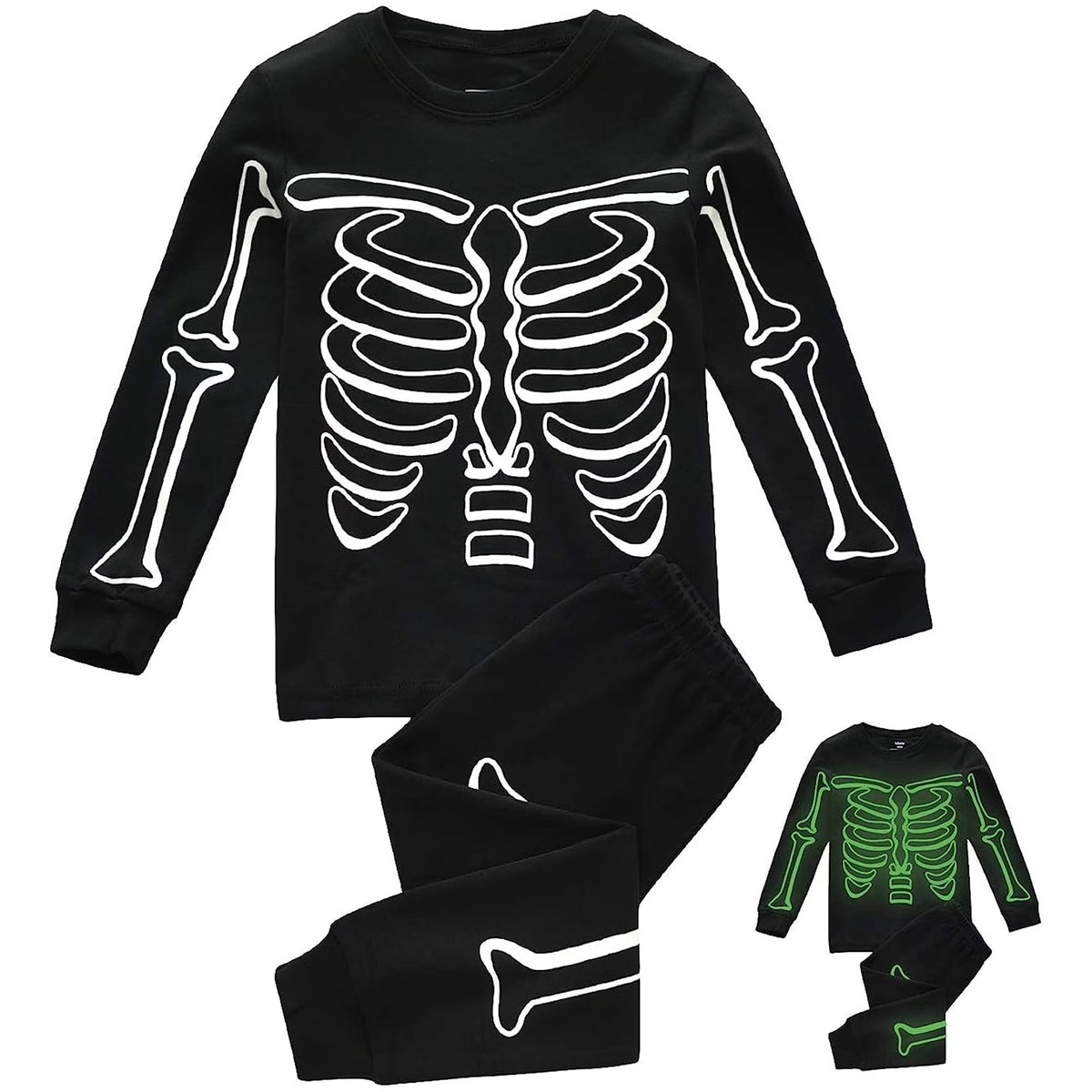 Halloween Glowing Skeleton Boys Pajamas Set 10T R136