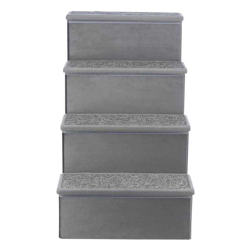 Velour Foldable 4-Step Pet Stairs with Storage D4783