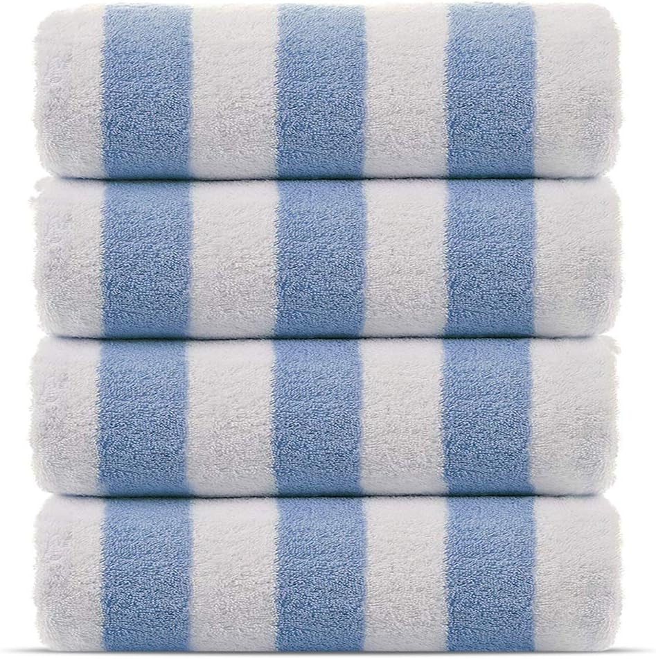 Light Blue 30x60 Inch 100% Cotton Pool Beach Towels 4-Pack L375539