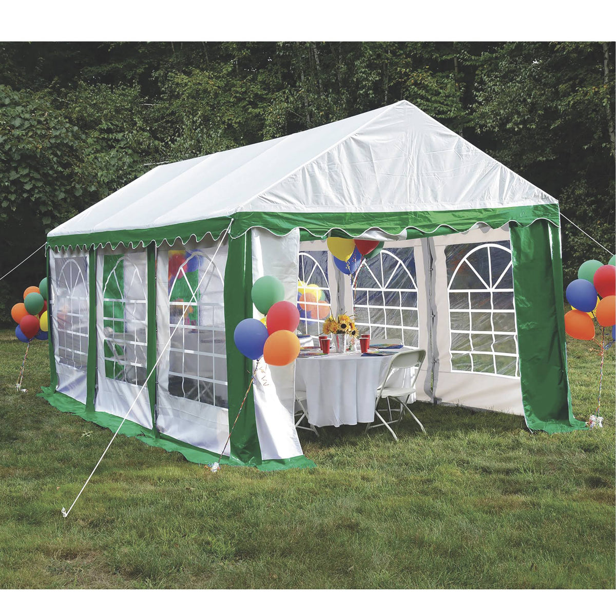 10' x 20' Green/White Party Tent W895