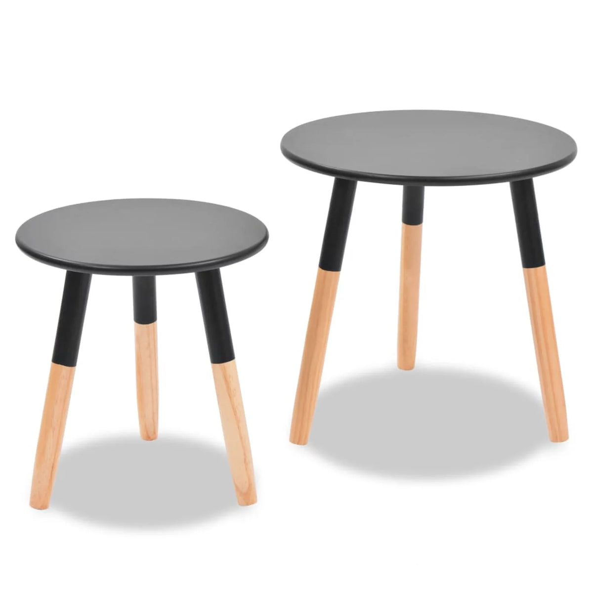 Set of 2 Black Round Side Table B499