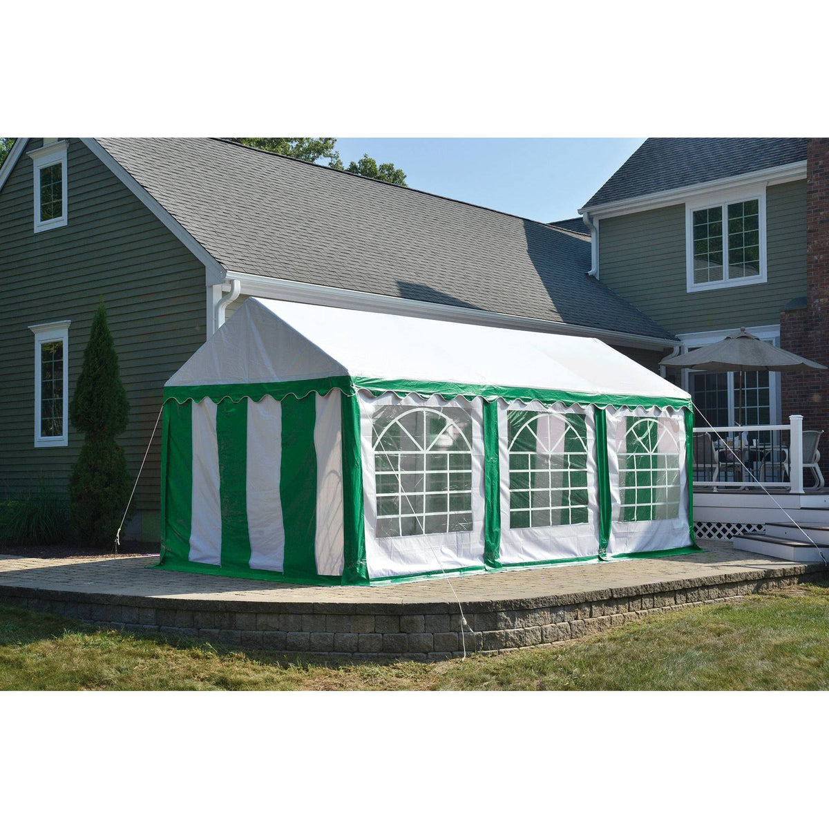 10' x 20' Green/White Party Tent W895
