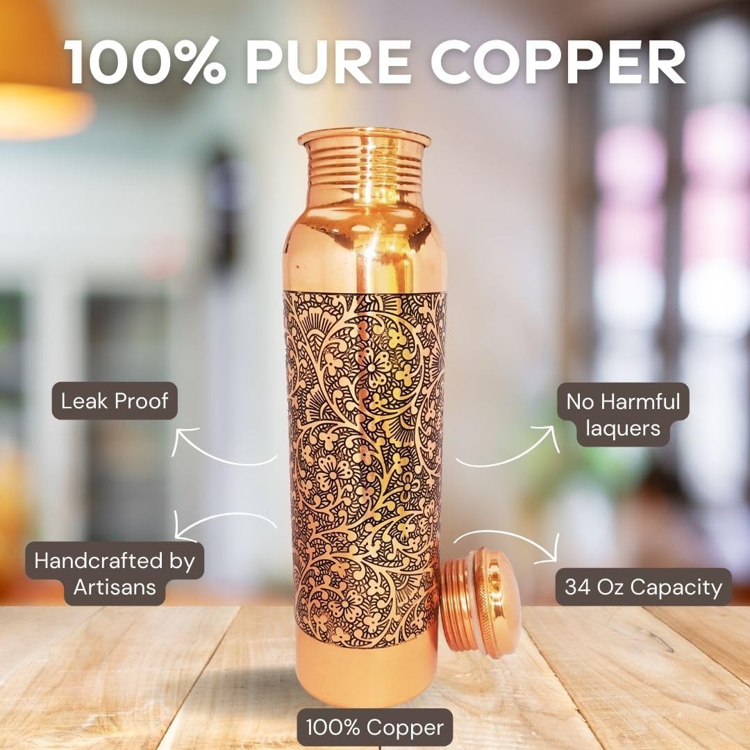 34oz Leak Proof Copper Water Bottle T3763