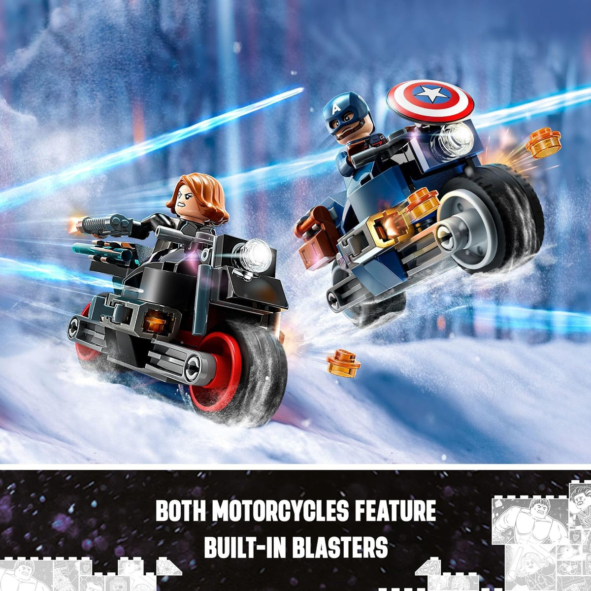 LEGO Marvel Black Widow & Captain America Motorcycles Buildable Toy with 2 Minifigures X935