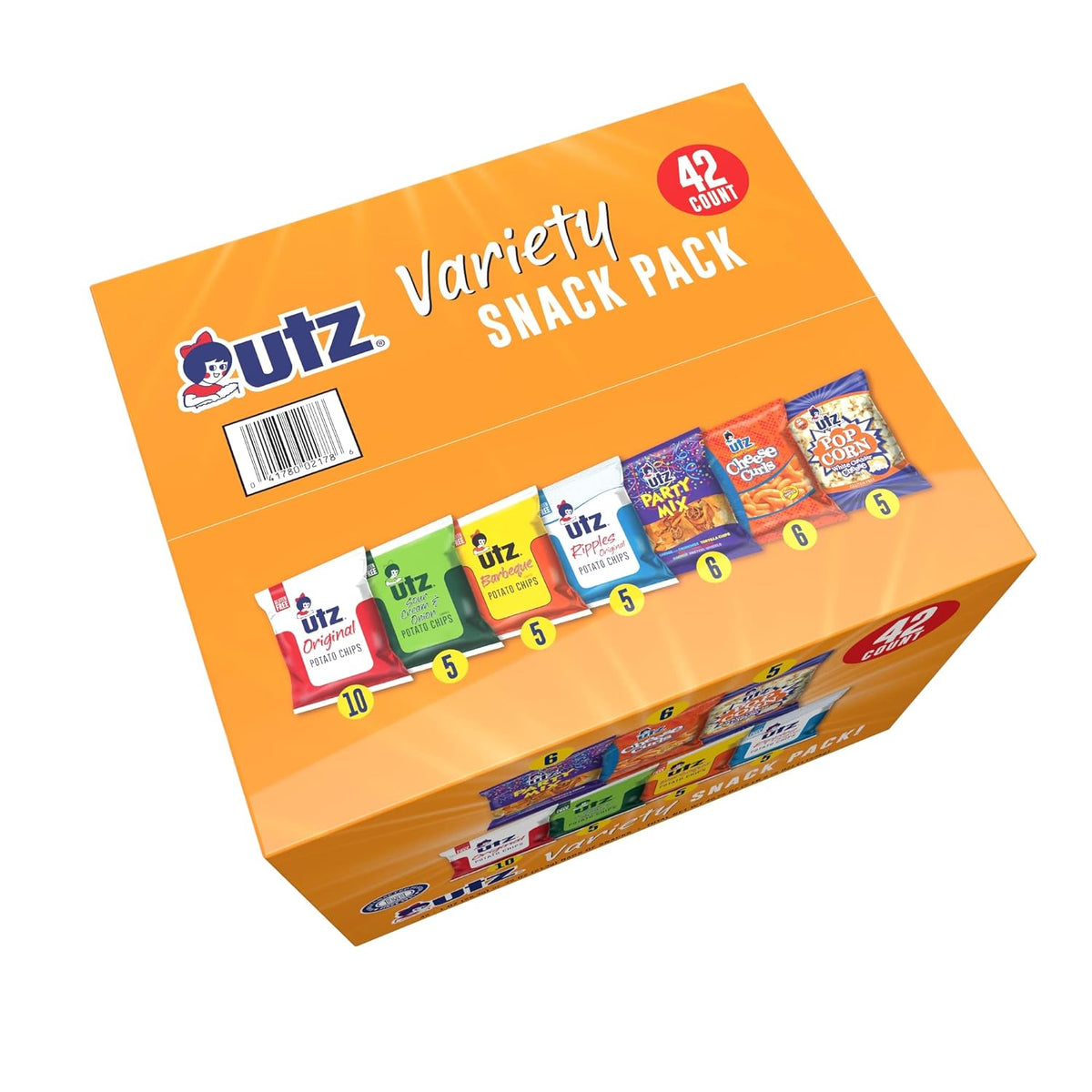 Snack Variety Pack, Potato Chips, Cheese Curls, Popcorn, Party Mix (Pack of 42) K28569