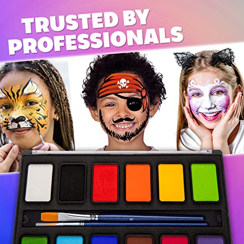 12 x 10 gm Water Activated Non Toxic Face Paint Palette G875