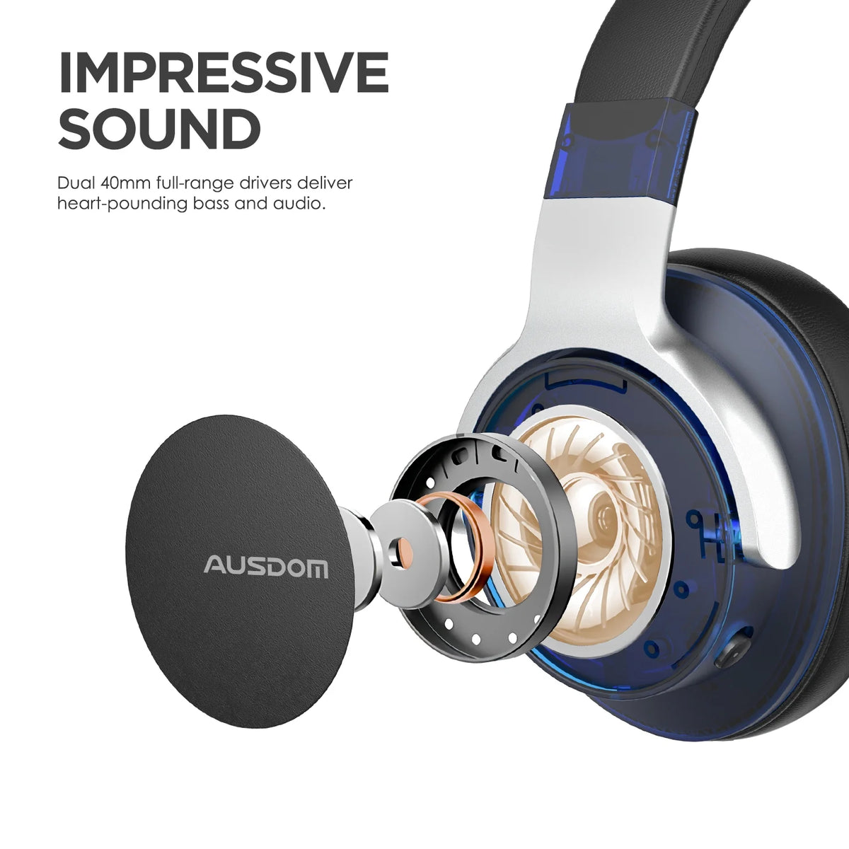 Black Active Noise Cancelling Wireless Over Ear Headphones with Mic Y3499