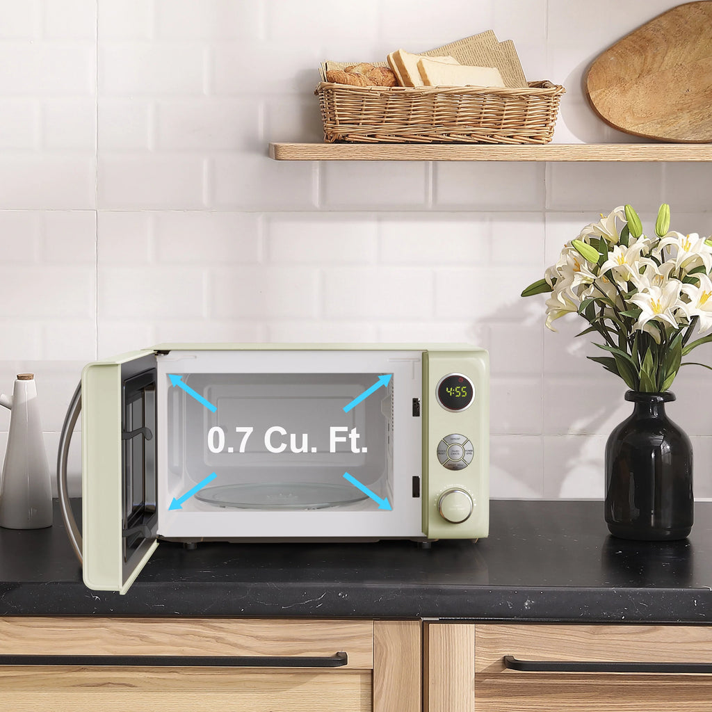 0.7 Cu ft Retro Countertop Microwave Oven, 700 Watts, Blue D30446