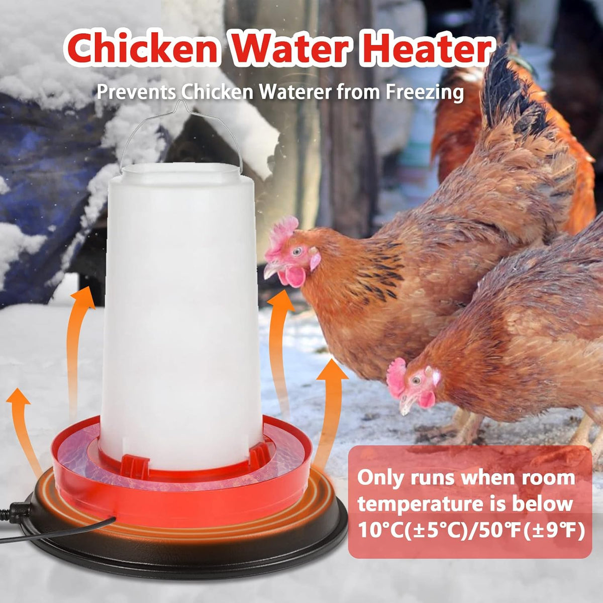 Chicken Waterer Heater 80 Watts Heated Base for Metal Poultry Founts V209189