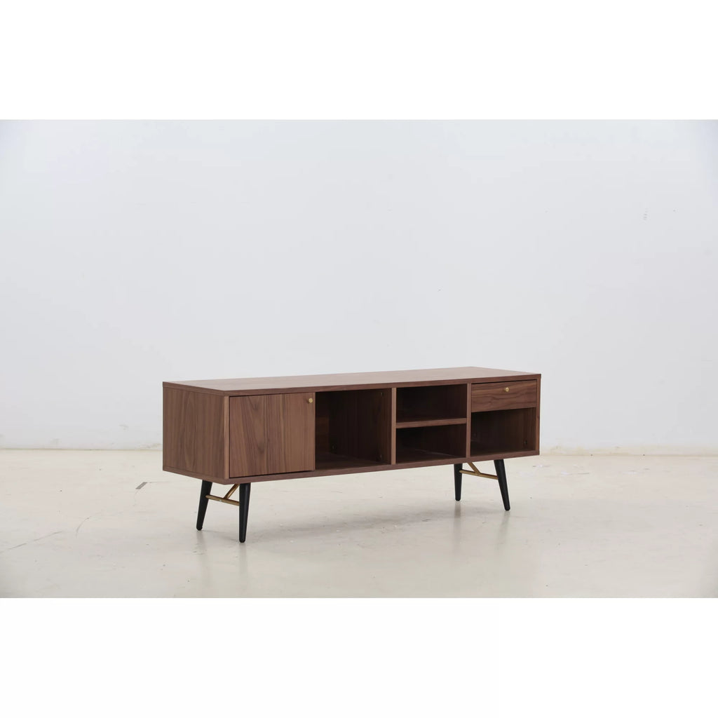 Walnut Low Profile Media Console TV Stand O149