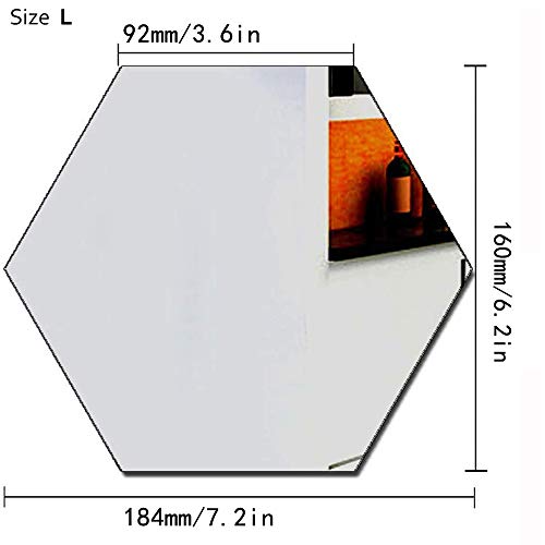 12 Pcs Silver Acrylic Hexagon Mirror Wall Stickers Y8956