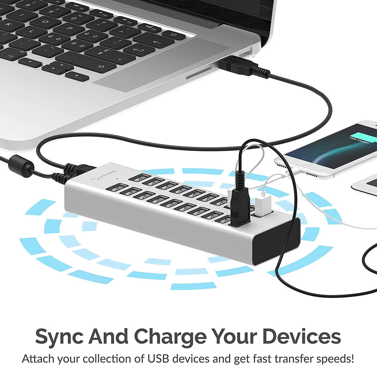 90W 20 Port USB 2.0 Fast Charger with Power Supply A85053