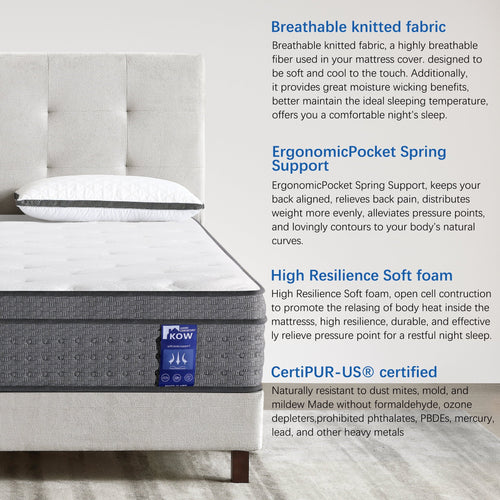 12 inch Full Size Gel Memory Foam Hybrid Mattress T928466