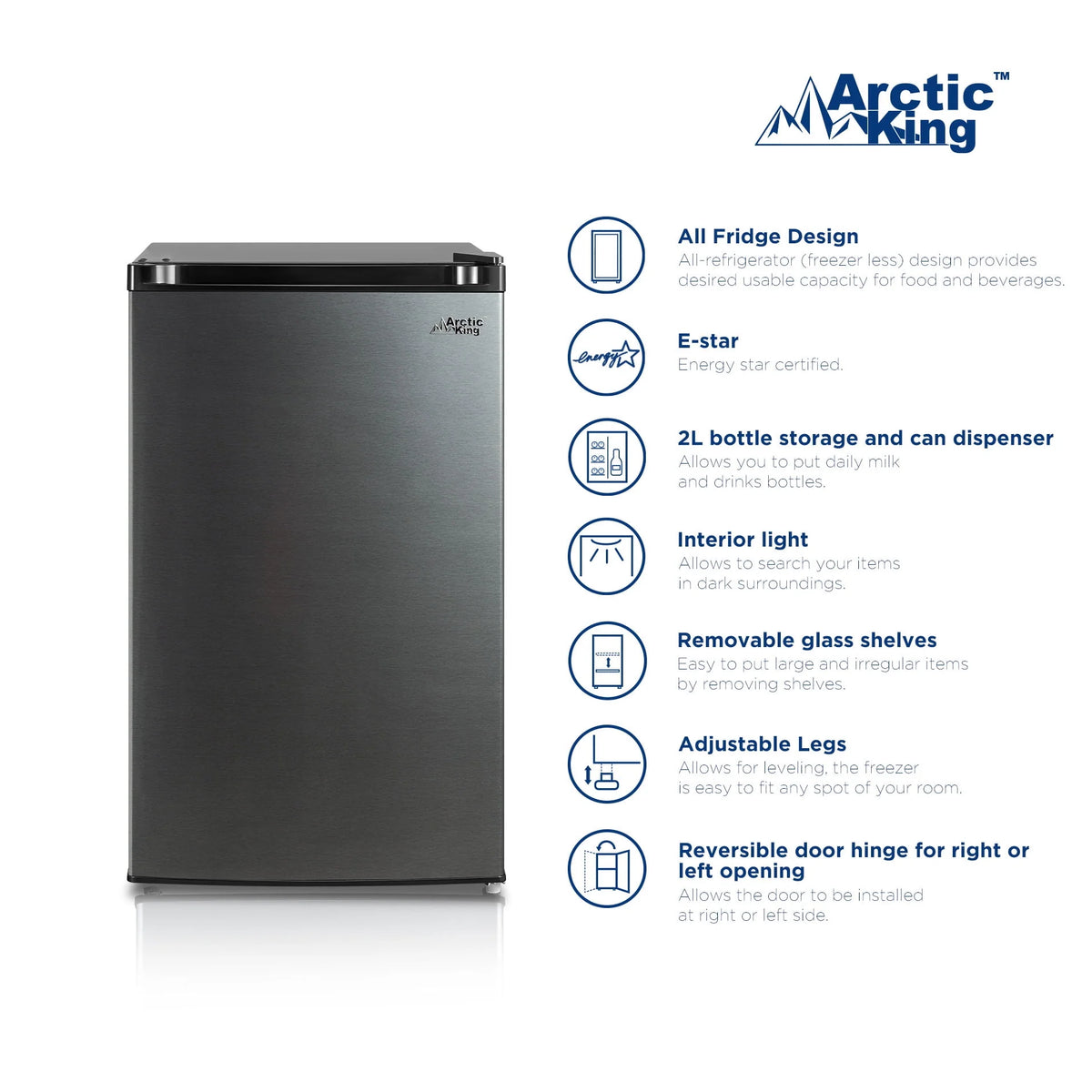 4.4 Cu ft Black Stainless Steel Look Mini Fridge I786514