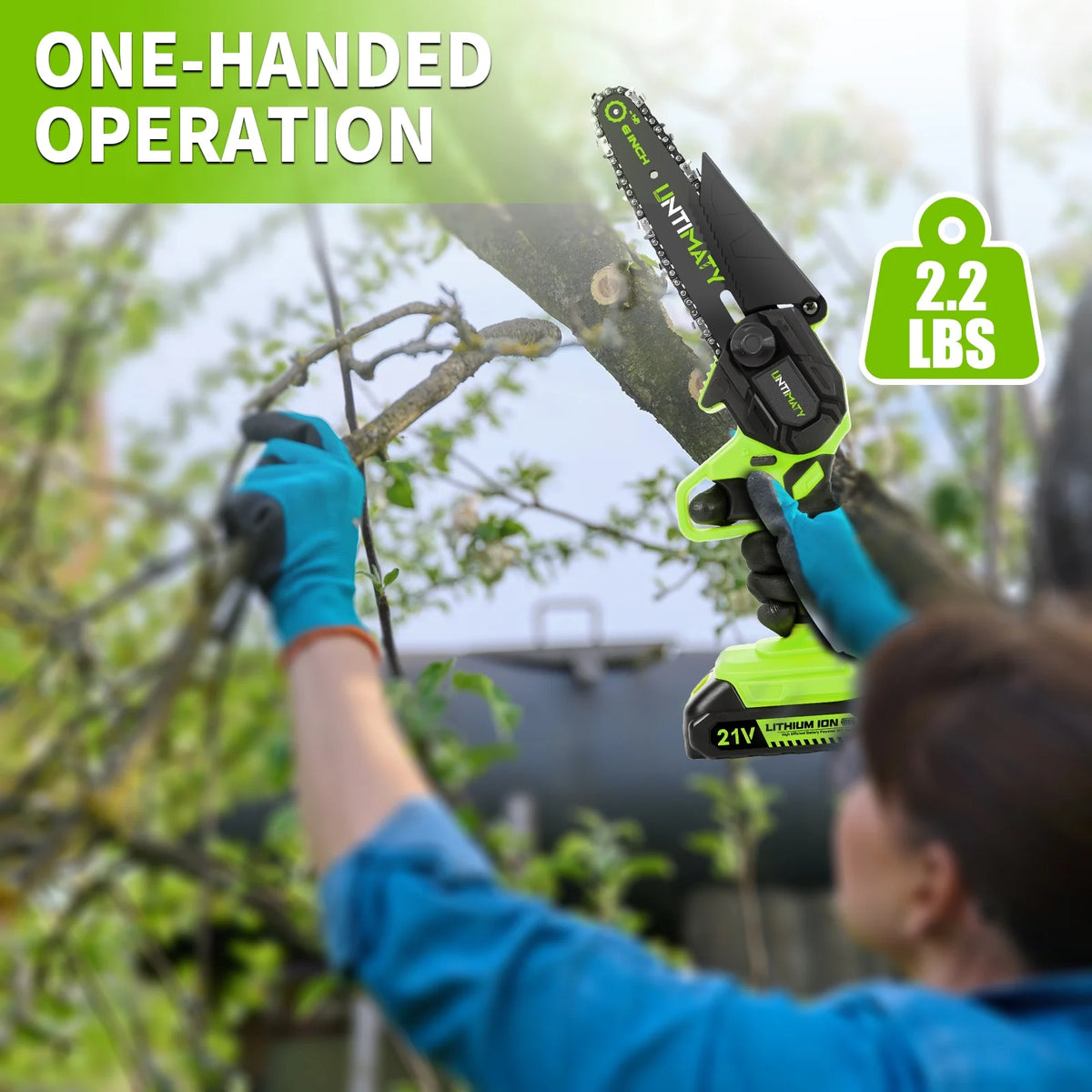 6-inch Cordless Mini Chainsaw with 2 Batteries 2 Chains T420