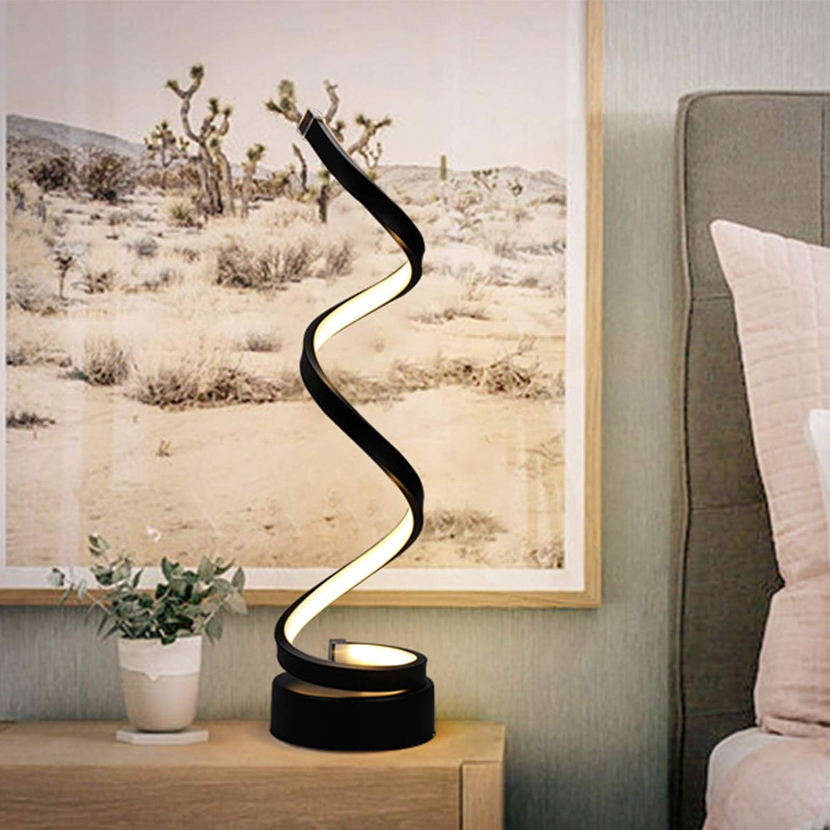 White Spiral LED Desk Lamp with Touch Button C100