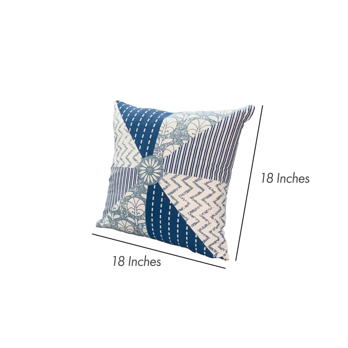 18 x 18 Square Cotton Accent Pillow, Blue, White N494462