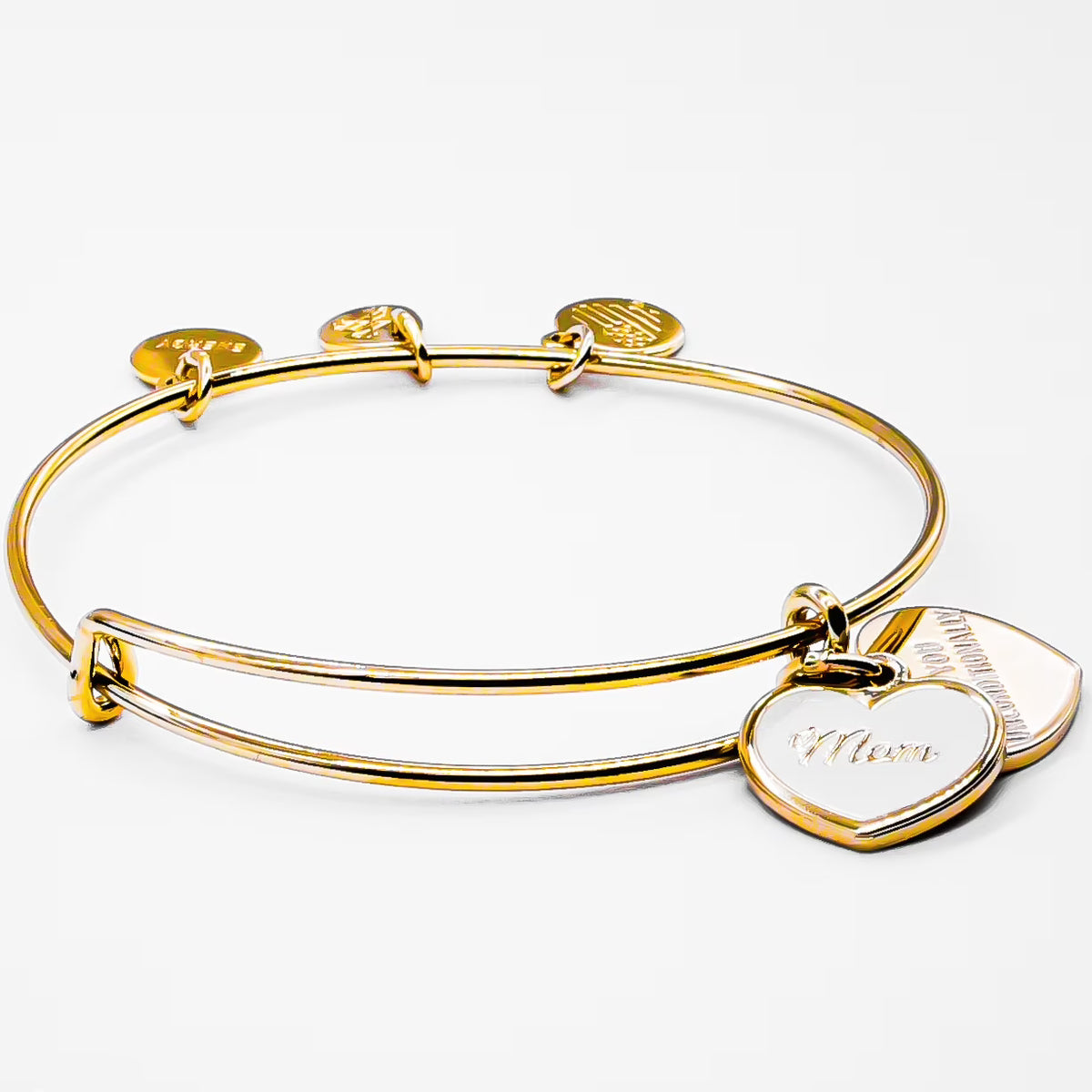 Gold-tone White Pendant Charm Bangle Bracelet J150407