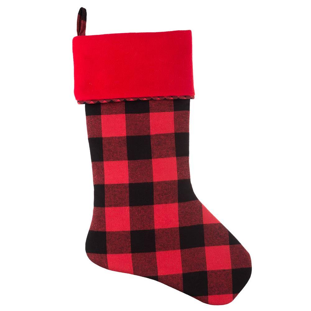 Red and White Polyester Buffalo Check Stocking 4-Pack D23470