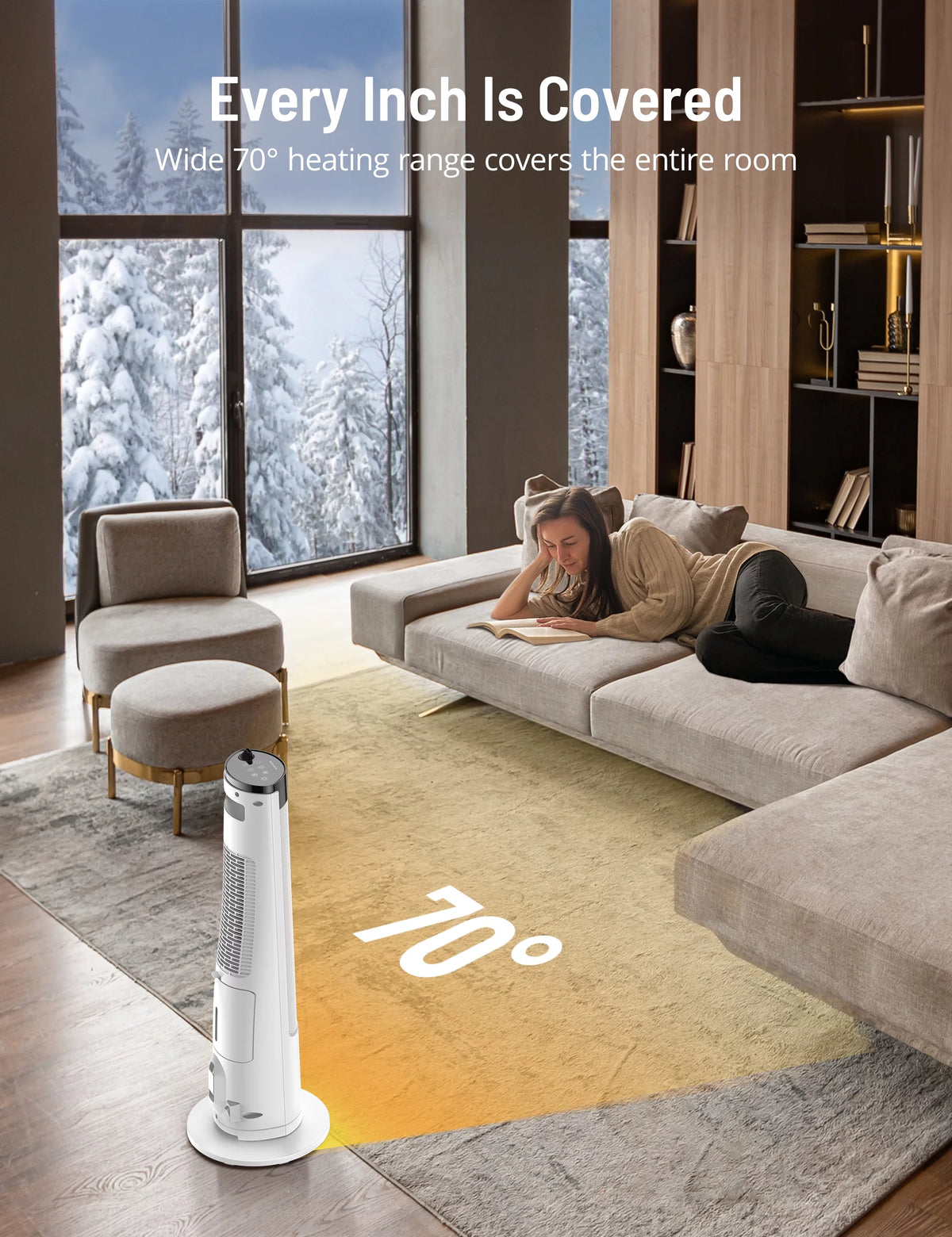 2-in-1 Tower Space Heater Humidifier with Adjustable Thermostat D301254
