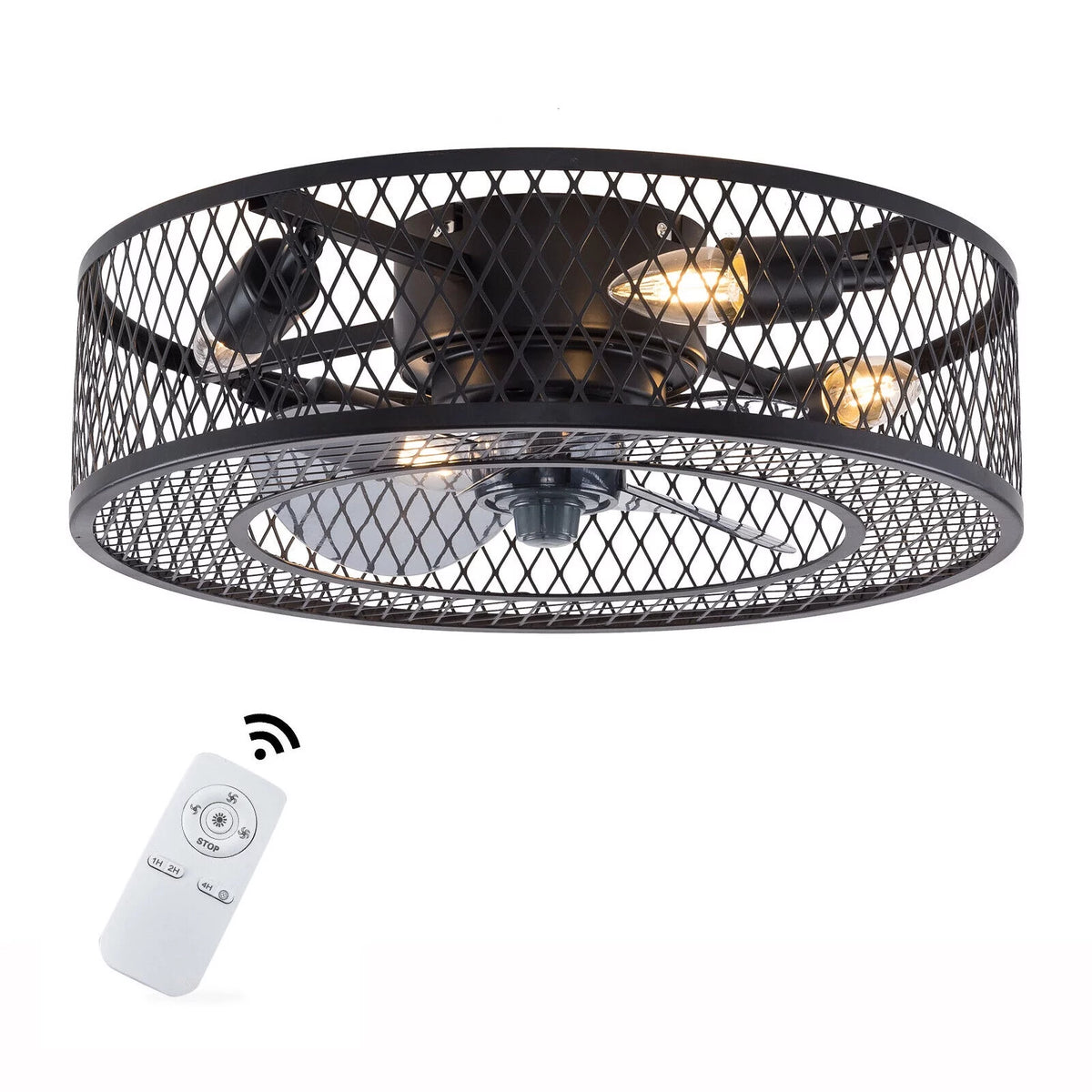18 Inch Retro Metal Cage Ceiling Fan Light M341