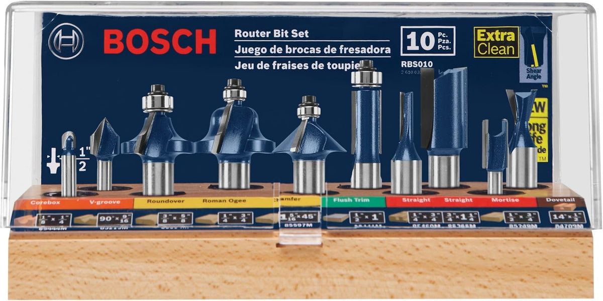 10-Piece Carbide-Tipped Router Bit Set I319