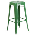 Green Backless Square Metal Bar Stool T2823