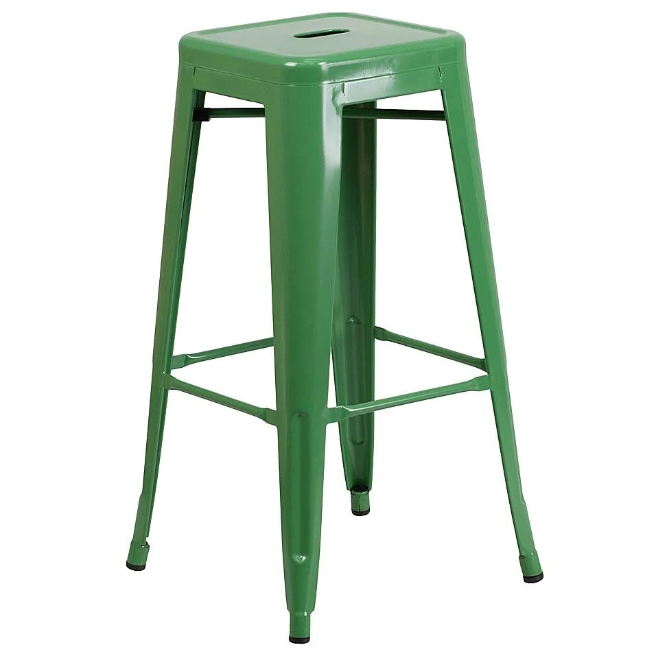 Green Backless Square Metal Bar Stool T2823