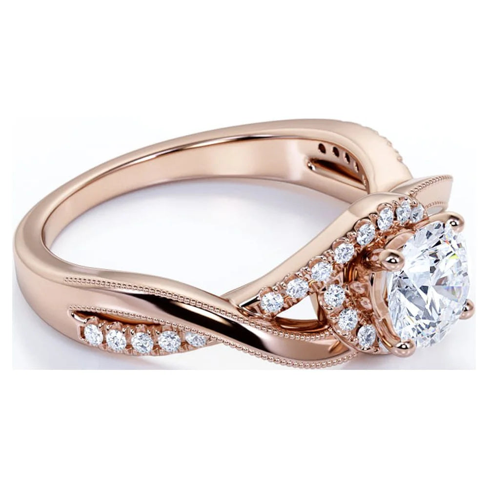 10K Rose Gold Twisted Band Engagement Ring U315