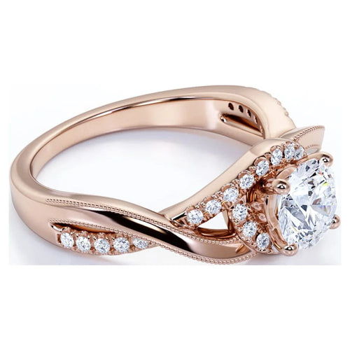 10K Rose Gold Twisted Band Engagement Ring U315