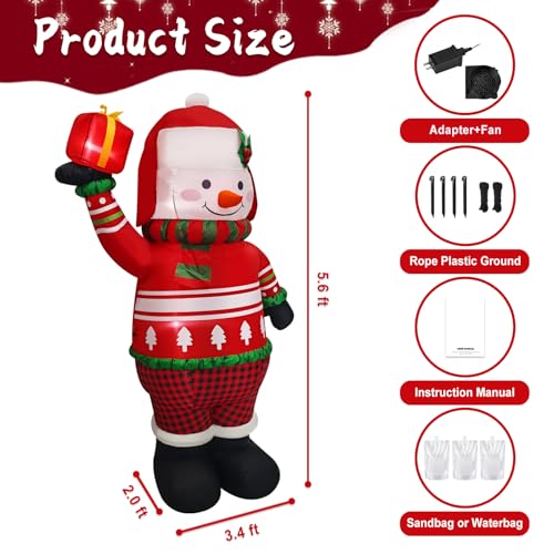 8FT Inflatable Snowman Christmas Decoration with LED Light B594005