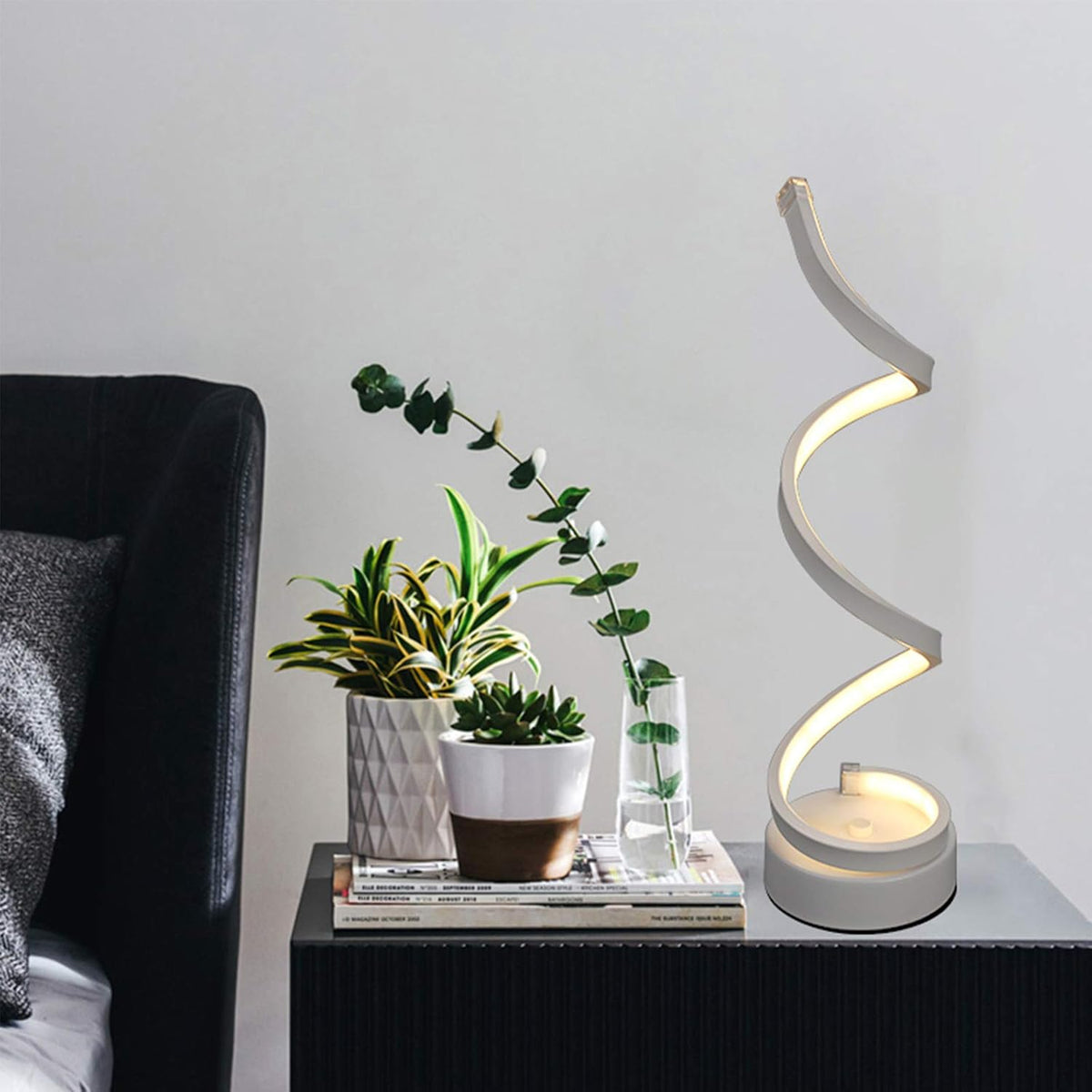 White Spiral LED Desk Lamp with Touch Button C100